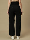 Black Wide-leg Maternity Cargo Jeans