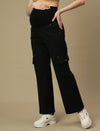 Black Wide-leg Maternity Cargo Jeans