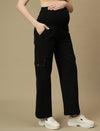 Black Wide-leg Maternity Cargo Jeans