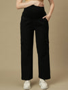 Black Wide-leg Maternity Cargo Jeans