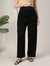 Black Wide-Leg Maternity Korean Pants