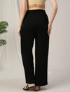 Black Wide-Leg Maternity Korean Pants