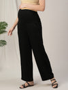Black Wide-Leg Maternity Korean Pants