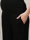 Black Wide-Leg Maternity Korean Pants