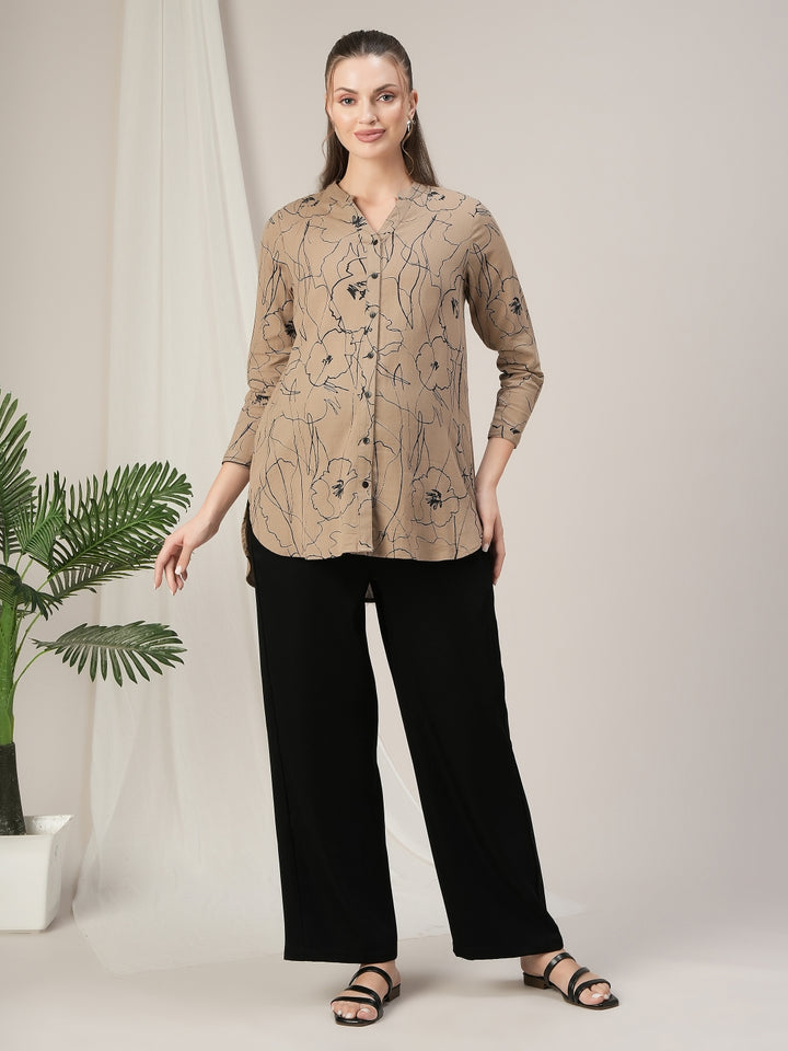 Black Wide-Leg Maternity Korean Pants