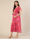 Chiffon Maternity Dress- Pink