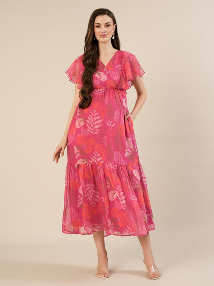 Chiffon Maternity Dress- Pink