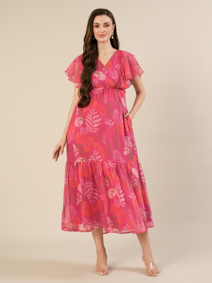 Chiffon Maternity Dress- Pink
