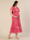 Chiffon Maternity Dress- Pink