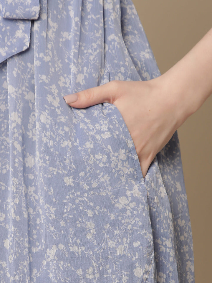 Blue Floral Maternity Dress