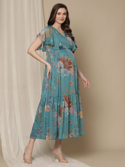 Buy Blue Chiffon Maternity Dress Buy Blue Chiffon Maternity Dress