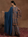 Blue Embellished Paisley Maternity Gharara Set