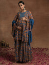 Blue Embellished Paisley Maternity Gharara Set