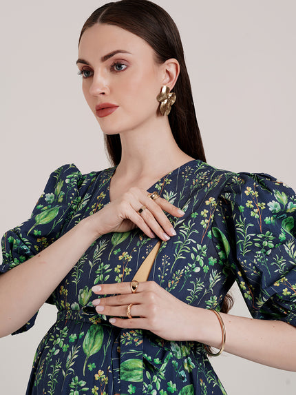 Blue Floral Maternity Dress