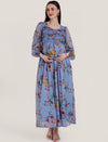 Blue Floral Pregnancy Maxi Dress
