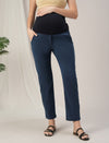 Blue Maternity Denim Pants Tapered Straight Fit