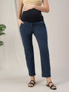 Blue Maternity Denim Pants Tapered Straight Fit