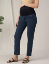 Blue Maternity Denim Pants Tapered Straight Fit