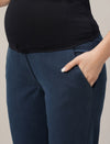 Blue Maternity Denim Pants Tapered Straight Fit
