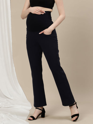 Ultra-Stretch Bootcut Maternity Pants- Blue