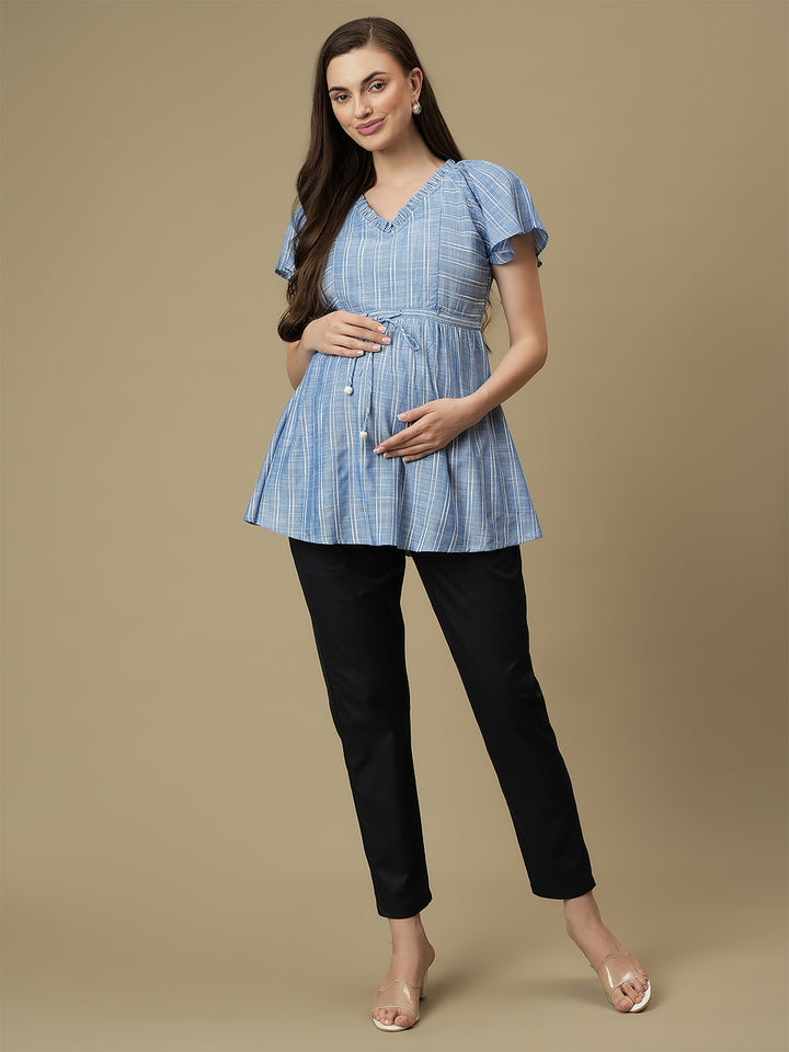 Blue Maternity Formal Dress Pants