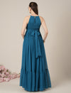 Blue Halter Sleeveless Party Maternity Maxi Dress