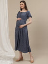 Blue Maternity Maxi Dress