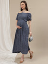 Blue Maternity Maxi Dress