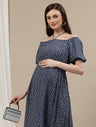 Blue Maternity Maxi Dress
