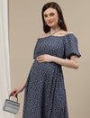 Blue Maternity Maxi Dress