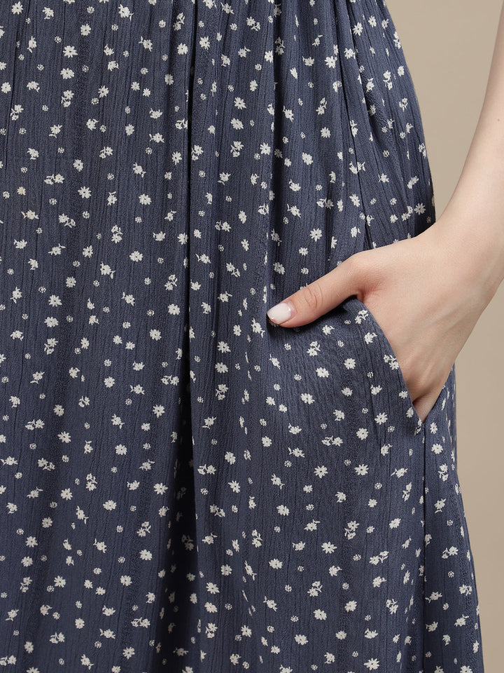 Blue Maternity Maxi Dress