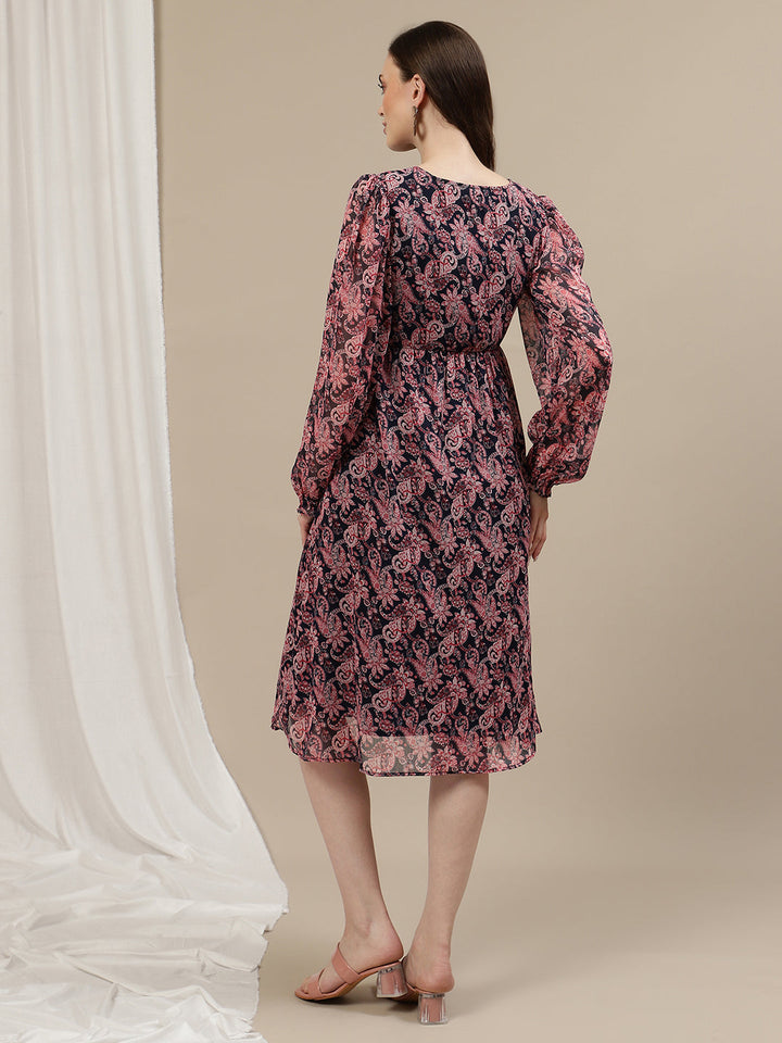 Blue Maternity Midi Dress