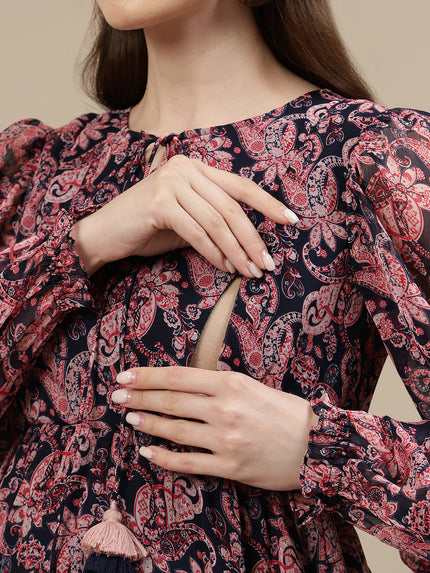 Blue Maternity Midi Dress