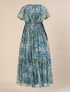 Maternity & Nursing Chiffon Teal Floral Maxi Dress