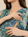 Maternity & Nursing Chiffon Teal Floral Maxi Dress