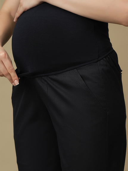 Blue Maternity Straight Trouser Pants