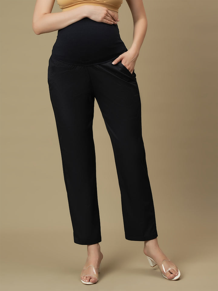 Blue Maternity Straight Trouser Pants