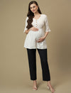 Blue Maternity Straight Trouser Pants