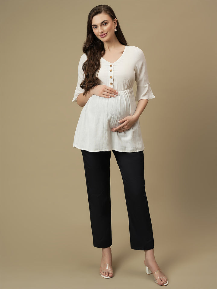 Blue Maternity Straight Trouser Pants