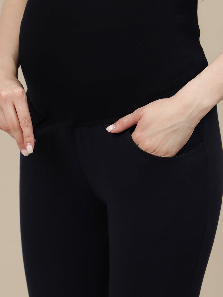 Maternity Ponte Treggings Pants- Blue