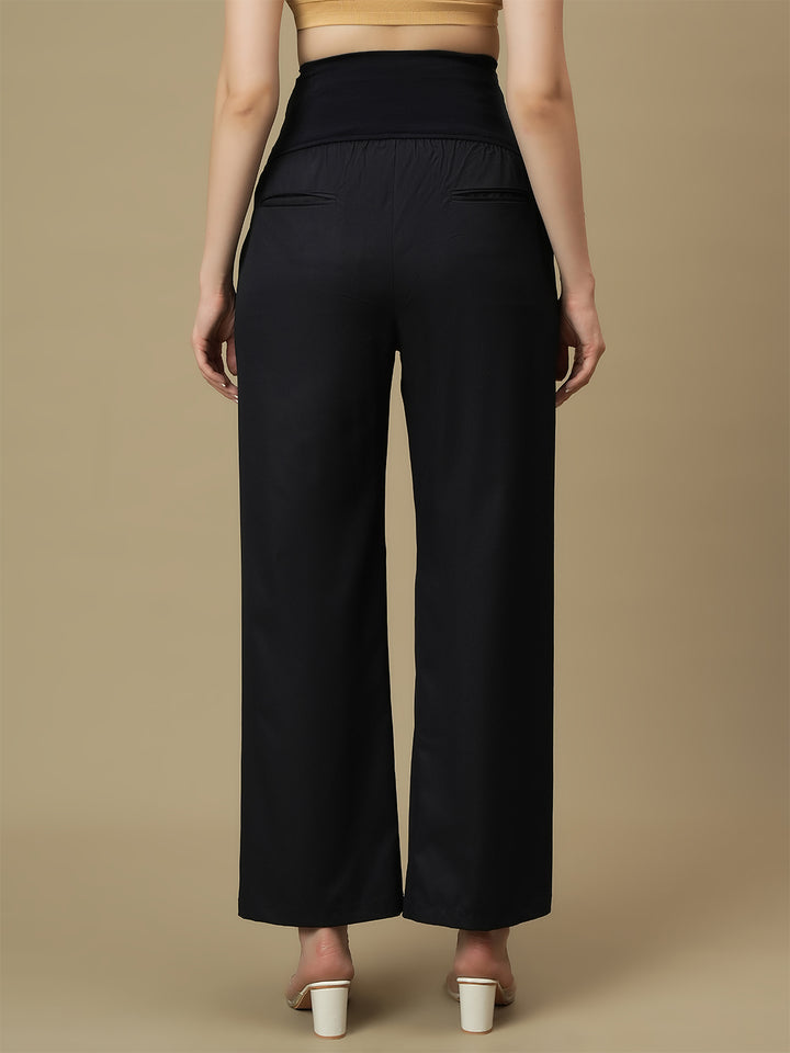 Blue Maternity Wide-leg Formal Trousers