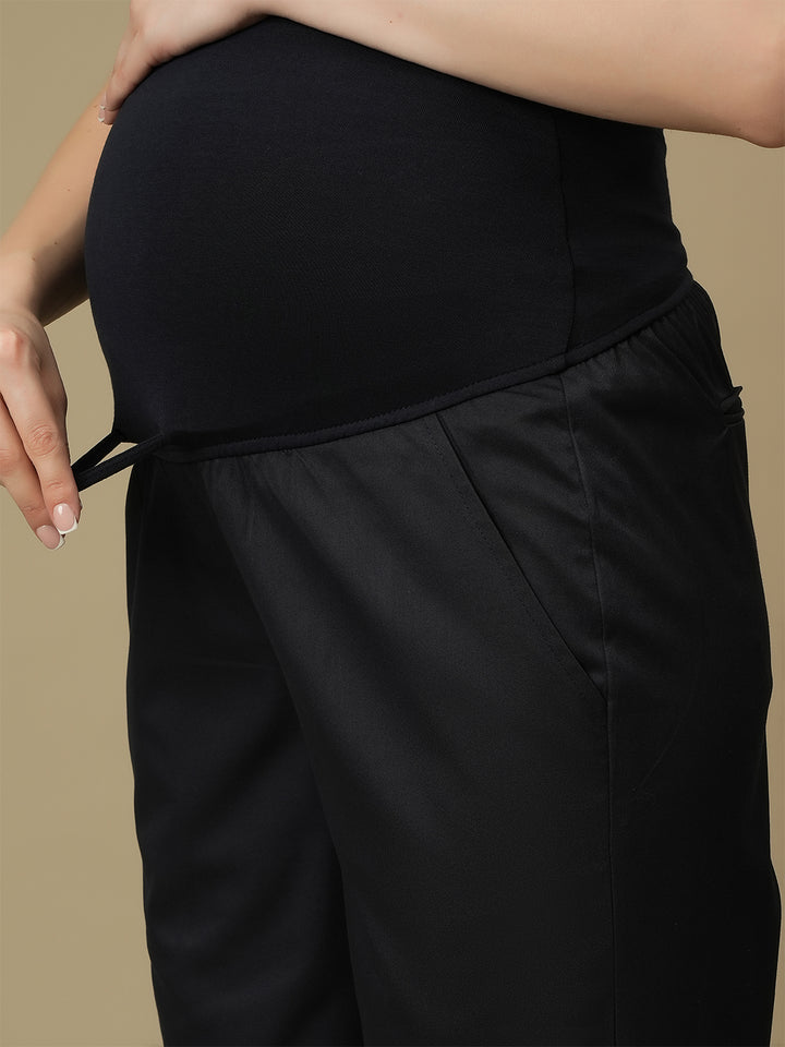 Blue Maternity Wide-leg Formal Trousers