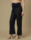 Blue Maternity Wide-leg Formal Trousers