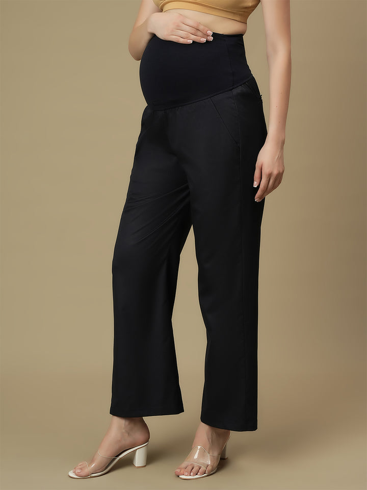 Blue Maternity Wide-leg Formal Trousers