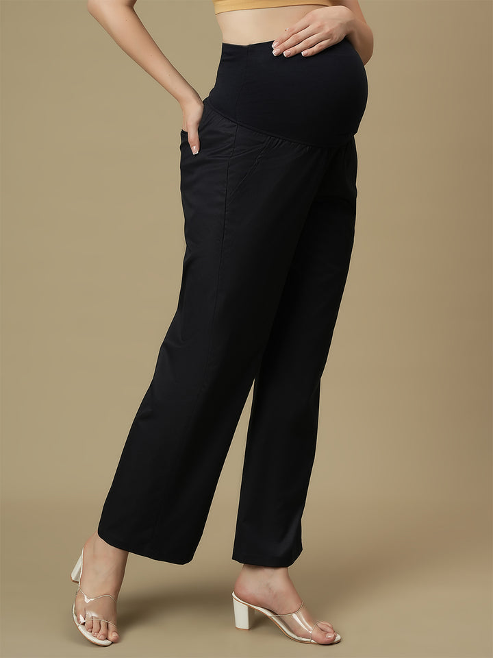 Blue Maternity Wide-leg Formal Trousers