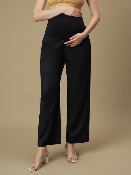 Blue Maternity Wide-leg Formal Trousers