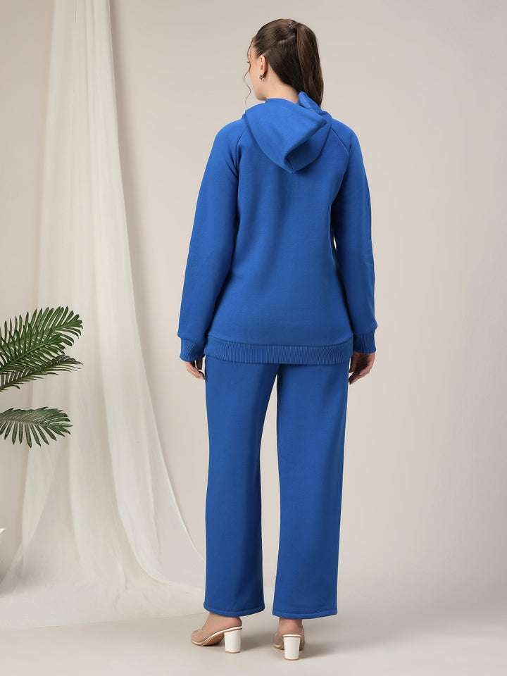 Maternity Winter Set- Blue Hoodie Top & Pants