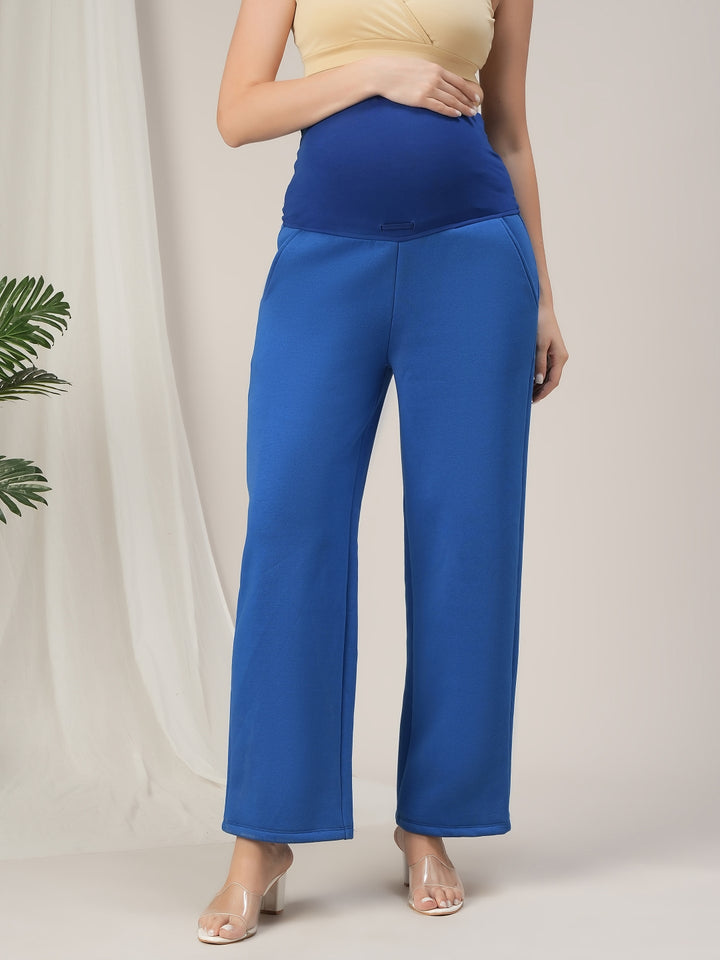 Maternity Winter Set- Blue Hoodie Top & Pants