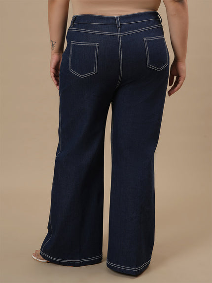Blue Plus Size Bootcut Jeans