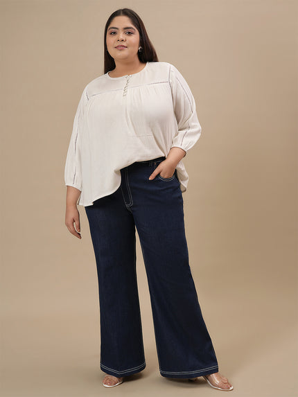 Blue Plus Size Bootcut Jeans